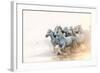 White Horses of Camargue Running in the Mediterranean Water at Sunrise-Sheila Haddad-Framed Photographic Print