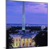 White House at dusk, Washington Monument, Washington DC, USA-null-Mounted Photographic Print