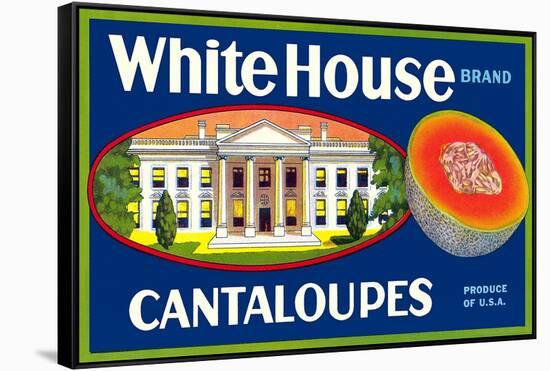 White House Cantaloupe Label-null-Framed Stretched Canvas