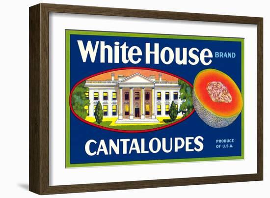 White House Cantaloupe Label-null-Framed Art Print