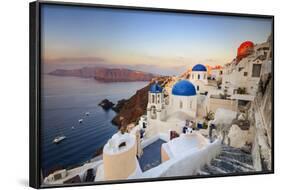 White Houses and Blue Domes of the Churches Dominate the Aegean Sea, Oia, Santorini-Roberto Moiola-Framed Photographic Print