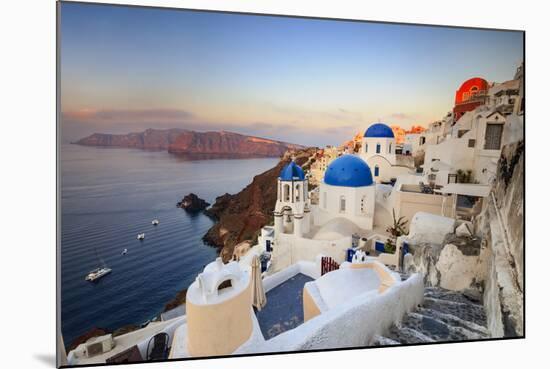 White Houses and Blue Domes of the Churches Dominate the Aegean Sea, Oia, Santorini-Roberto Moiola-Mounted Photographic Print