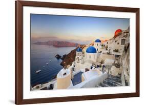 White Houses and Blue Domes of the Churches Dominate the Aegean Sea, Oia, Santorini-Roberto Moiola-Framed Photographic Print