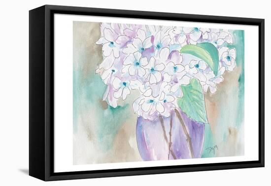 White Hydrangea-Beverly Dyer-Framed Stretched Canvas