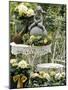 White Hydrangeas and a Cherub on a Terrace-Elke Borkowski-Mounted Photographic Print