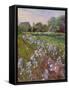 White Irises and Farmstead-Timothy Easton-Framed Stretched Canvas