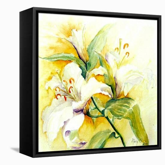 White Lilies-Mary Smith-Framed Stretched Canvas