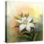 White Lily Flower.Flower Oil Painting-Nongkran_ch-Stretched Canvas