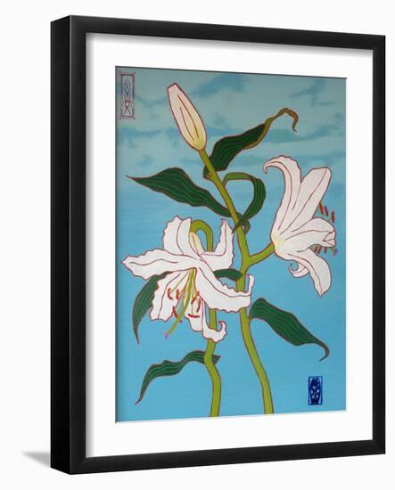 White lily on a blue background, 2010-Timothy Nathan Joel-Framed Giclee Print