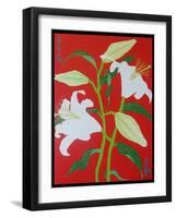 White lily on a red background no.1, 2008-Timothy Nathan Joel-Framed Giclee Print