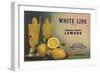 White Line Brand - Oxnard, California - Citrus Crate Label-Lantern Press-Framed Art Print