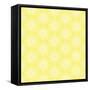 White Line Flower Circular Pattern on Yellow Background-amovita-Framed Stretched Canvas