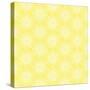 White Line Flower Circular Pattern on Yellow Background-amovita-Stretched Canvas