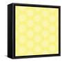 White Line Flower Circular Pattern on Yellow Background-amovita-Framed Stretched Canvas