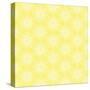 White Line Flower Circular Pattern on Yellow Background-amovita-Stretched Canvas