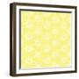 White Line Flower Circular Pattern on Yellow Background-amovita-Framed Art Print