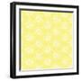 White Line Flower Circular Pattern on Yellow Background-amovita-Framed Art Print