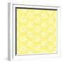 White Line Flower Circular Pattern on Yellow Background-amovita-Framed Art Print