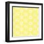 White Line Flower Circular Pattern on Yellow Background-amovita-Framed Art Print