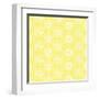 White Line Flower Circular Pattern on Yellow Background-amovita-Framed Art Print