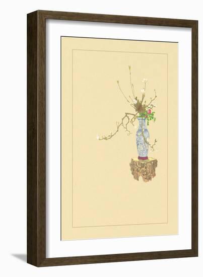 White Magnolia and Peony-Sofu Teshigahara-Framed Art Print