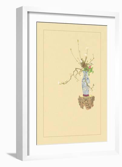 White Magnolia and Peony-Sofu Teshigahara-Framed Art Print