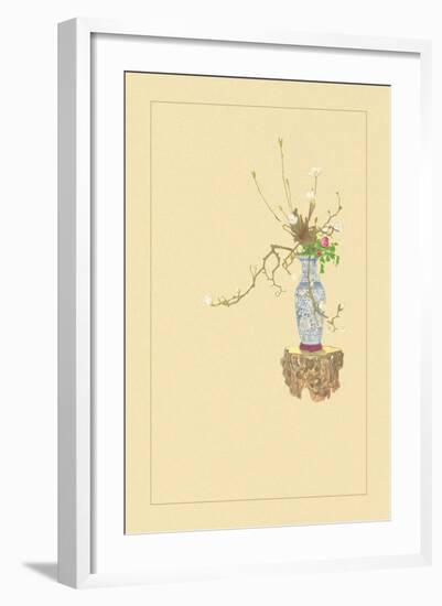 White Magnolia and Peony-Sofu Teshigahara-Framed Art Print