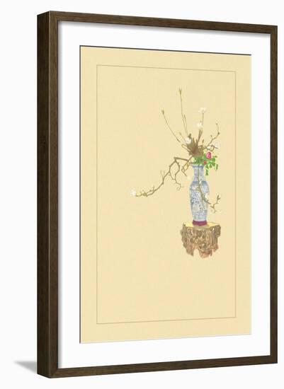 White Magnolia and Peony-Sofu Teshigahara-Framed Art Print