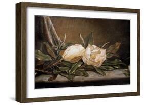 White Magnolias on a Blue Cloth-Martin Johnson Heade-Framed Giclee Print