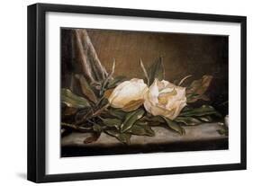 White Magnolias on a Blue Cloth-Martin Johnson Heade-Framed Giclee Print