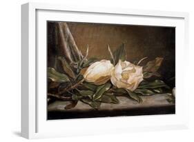 White Magnolias on a Blue Cloth-Martin Johnson Heade-Framed Giclee Print