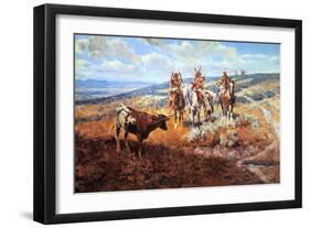 White Man's Buffalo-Charles Marion Russell-Framed Art Print