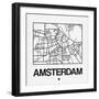 White Map of Amsterdam-NaxArt-Framed Premium Giclee Print