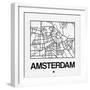 White Map of Amsterdam-NaxArt-Framed Premium Giclee Print