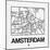 White Map of Amsterdam-NaxArt-Mounted Premium Giclee Print