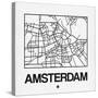 White Map of Amsterdam-NaxArt-Stretched Canvas