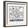 White Map of Amsterdam-NaxArt-Framed Art Print