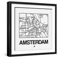 White Map of Amsterdam-NaxArt-Framed Art Print