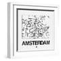 White Map of Amsterdam-NaxArt-Framed Art Print