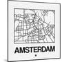 White Map of Amsterdam-NaxArt-Mounted Art Print