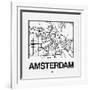 White Map of Amsterdam-NaxArt-Framed Art Print