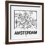 White Map of Amsterdam-NaxArt-Framed Art Print