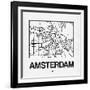 White Map of Amsterdam-NaxArt-Framed Art Print