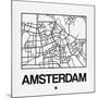 White Map of Amsterdam-NaxArt-Mounted Art Print