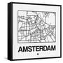 White Map of Amsterdam-NaxArt-Framed Stretched Canvas