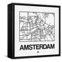 White Map of Amsterdam-NaxArt-Framed Stretched Canvas