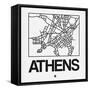 White Map of Athens-NaxArt-Framed Stretched Canvas
