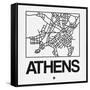 White Map of Athens-NaxArt-Framed Stretched Canvas