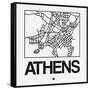 White Map of Athens-NaxArt-Framed Stretched Canvas