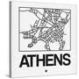 White Map of Athens-NaxArt-Stretched Canvas